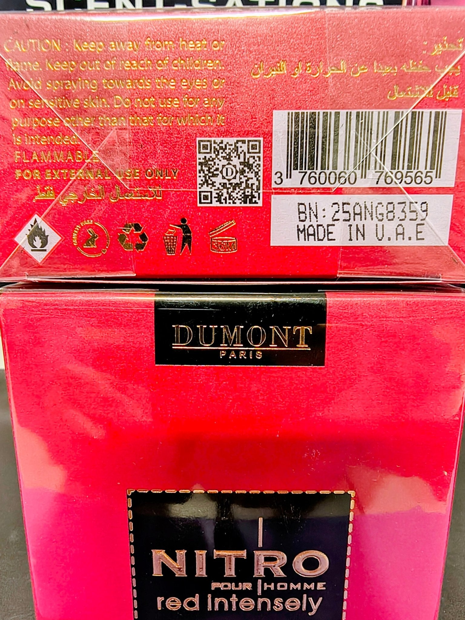Nitro Red Intensely by Dumont Extrait De Parfum 100ml 3.4 Fl oz