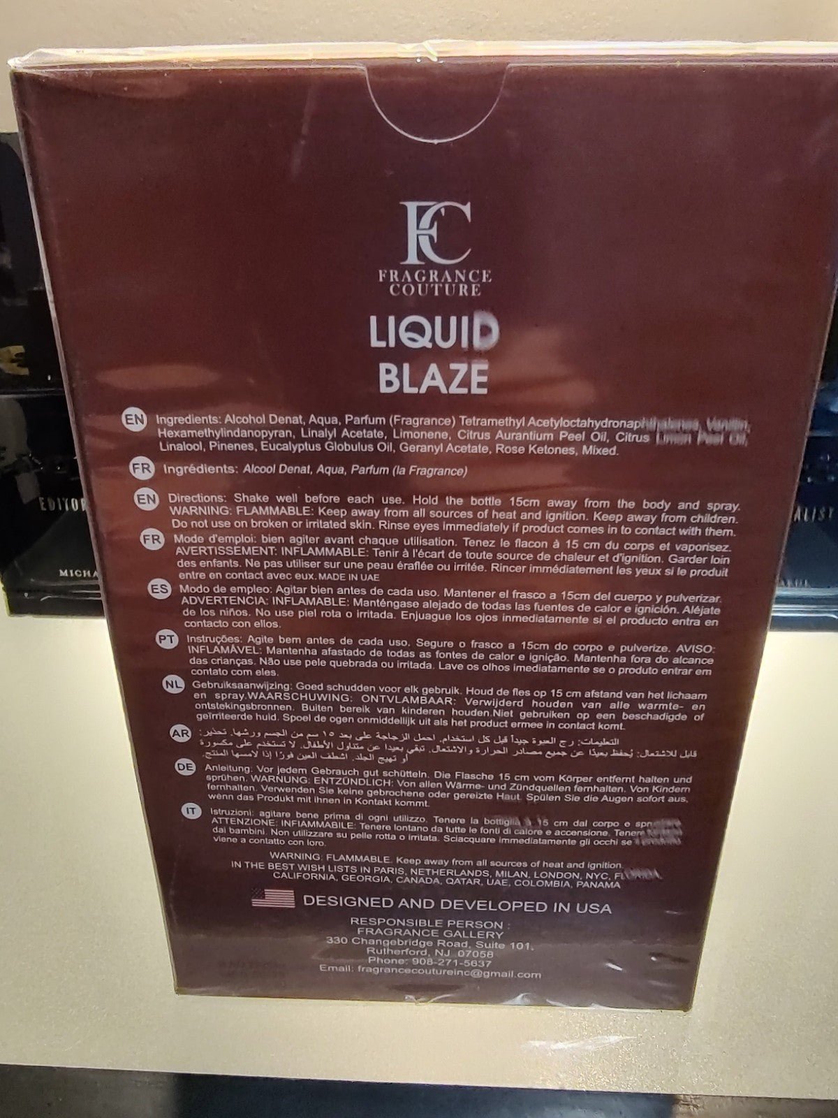 Fragrance Couture Liquid Blaze Eau de Parfum Spray 100ml 3.4oz Men's Fragrance - Ski's Scent-sations