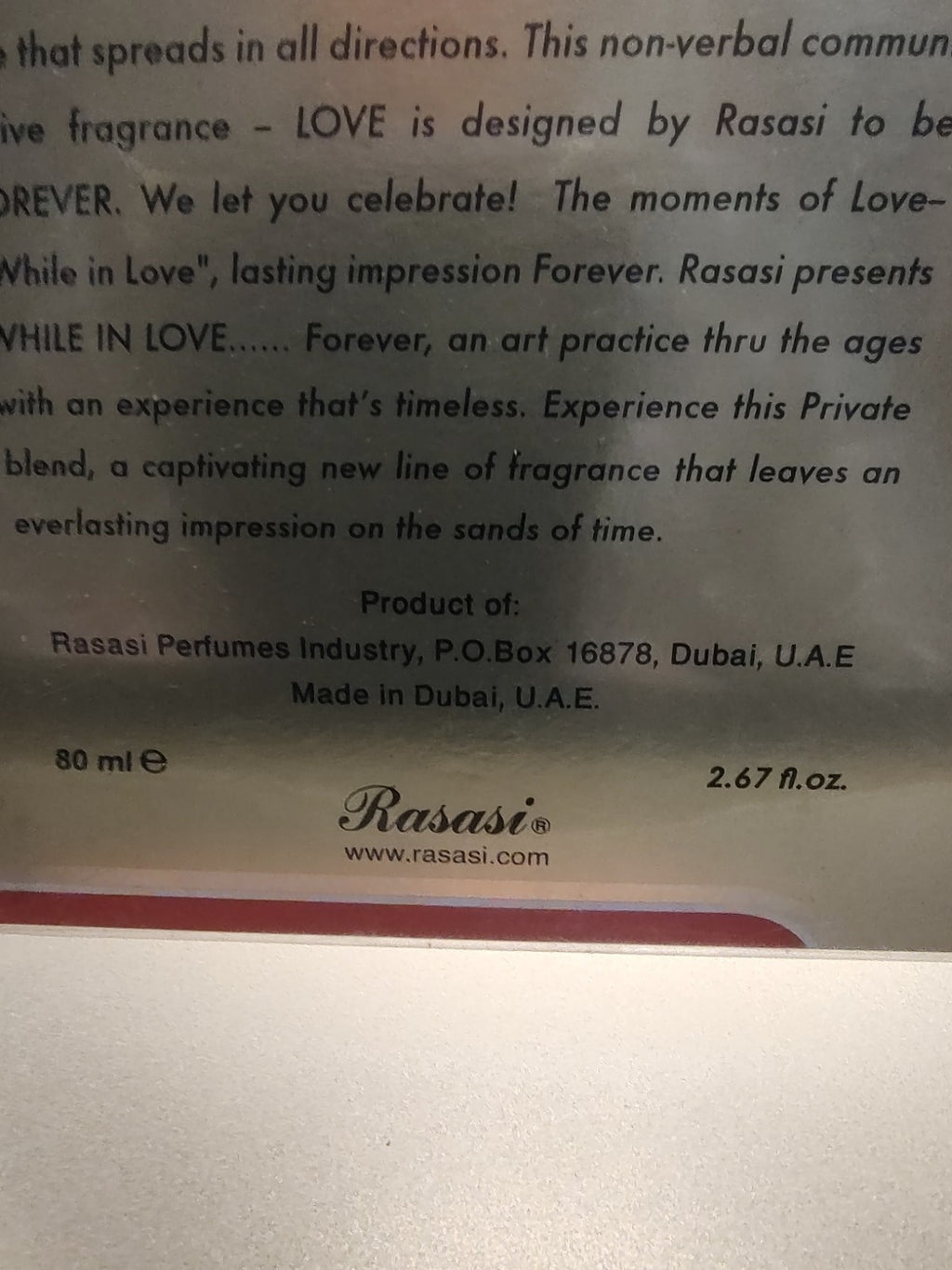 Rasasi While in Love Forever Eau de Parfum Spray 2.67 fl oz