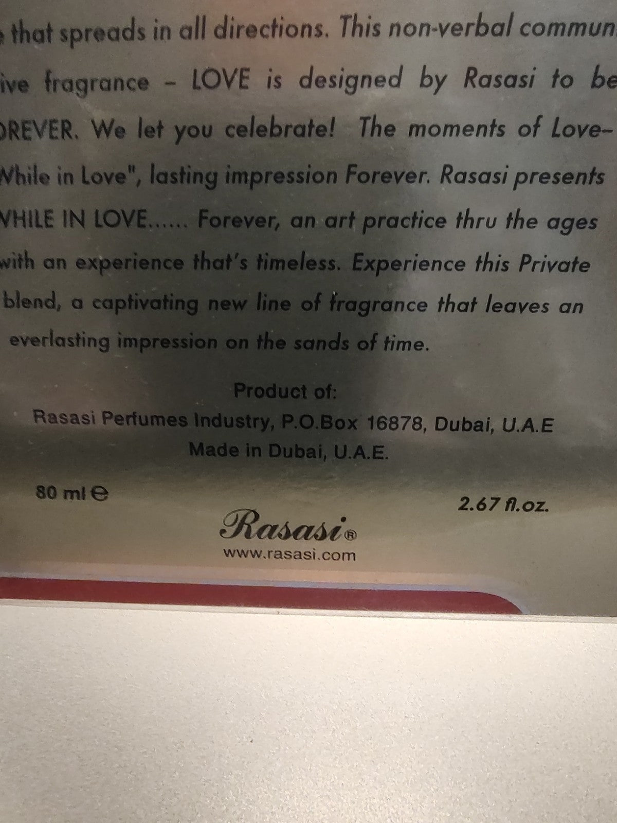 Rasasi While in Love Forever Eau de Parfum Spray 2.67 fl oz