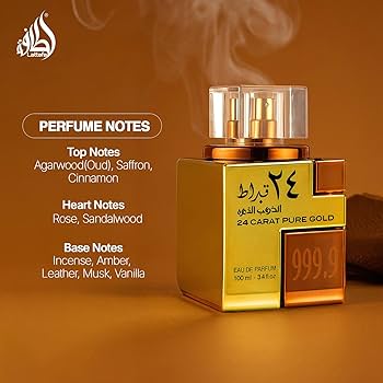 Lattafa 24 Carat Pure Gold Eau de Parfum Spray 100ml 3.4oz