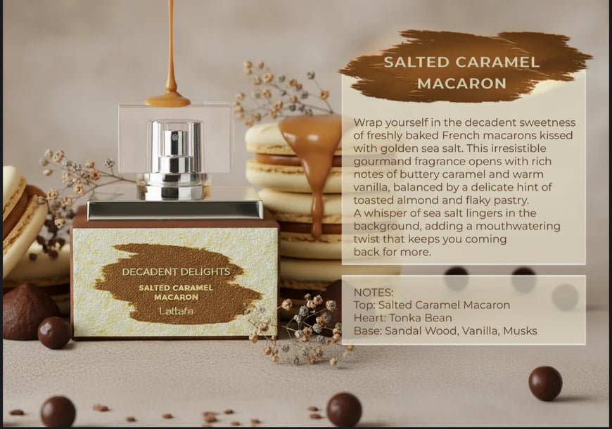 Lattafa Decadent Delights Salted Caramel Macaron EDP 1.7 Fl oz 50ml - Ski's Scent-sations