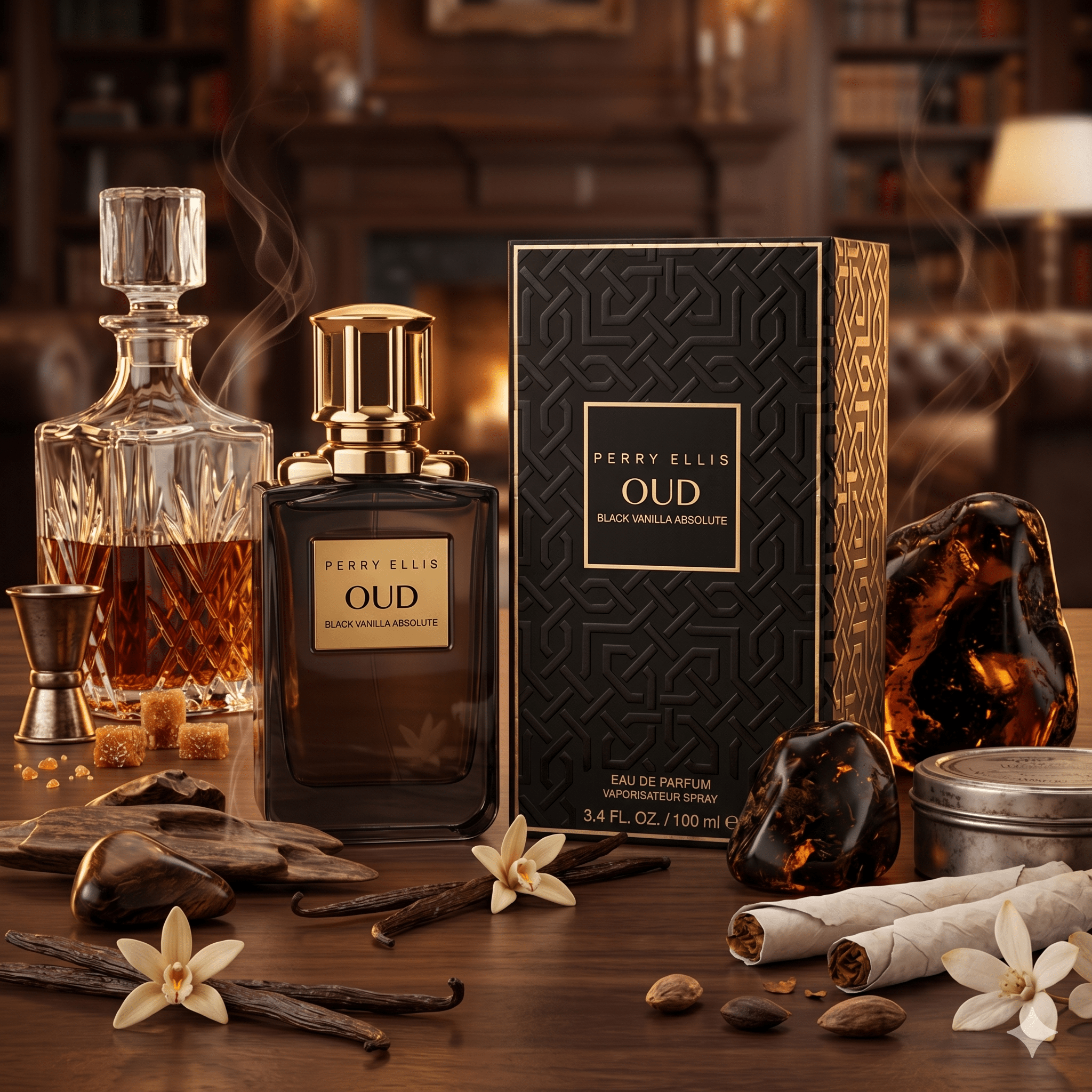 Perry Ellis Oud Black Vanilla Absolute EDP 100ml 3.4 Fl oz