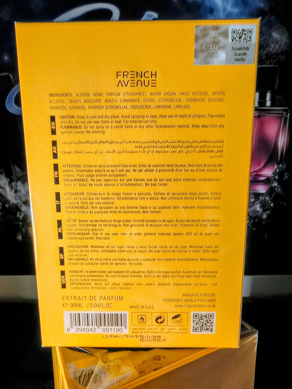 French Avenue Nectare Extradose Extrait De Parfum 90ml 3.04 Fl oz